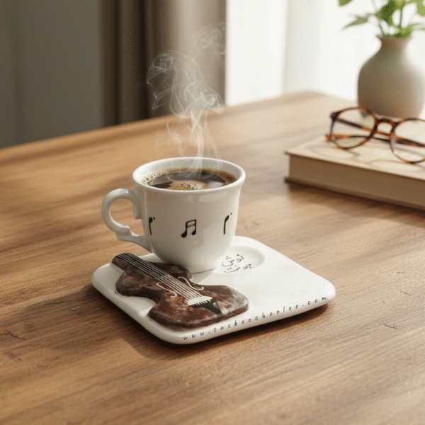 ست فنجون و زیر فنجونی سرامیکی - ویولن